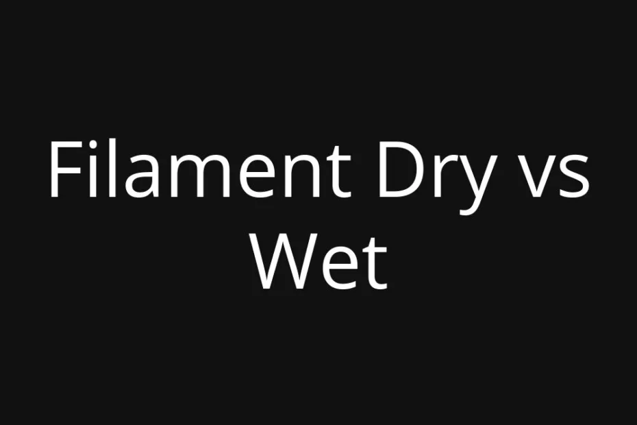 A comparison of filament dry and wet, showing a close-up of a filament with moisture on its surface.