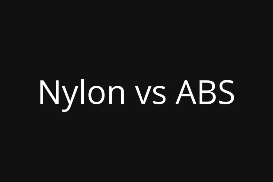 A close-up of a plastic filament spool comparing nylon and ABS materials.