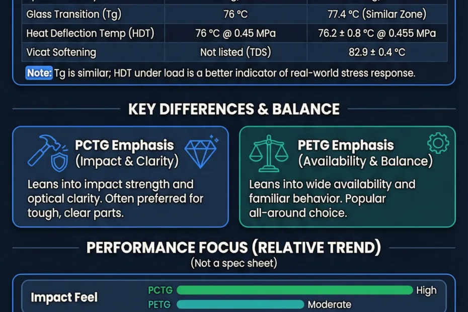 PCTG and PETG bottles with their transparent, glossy surfaces side by side.