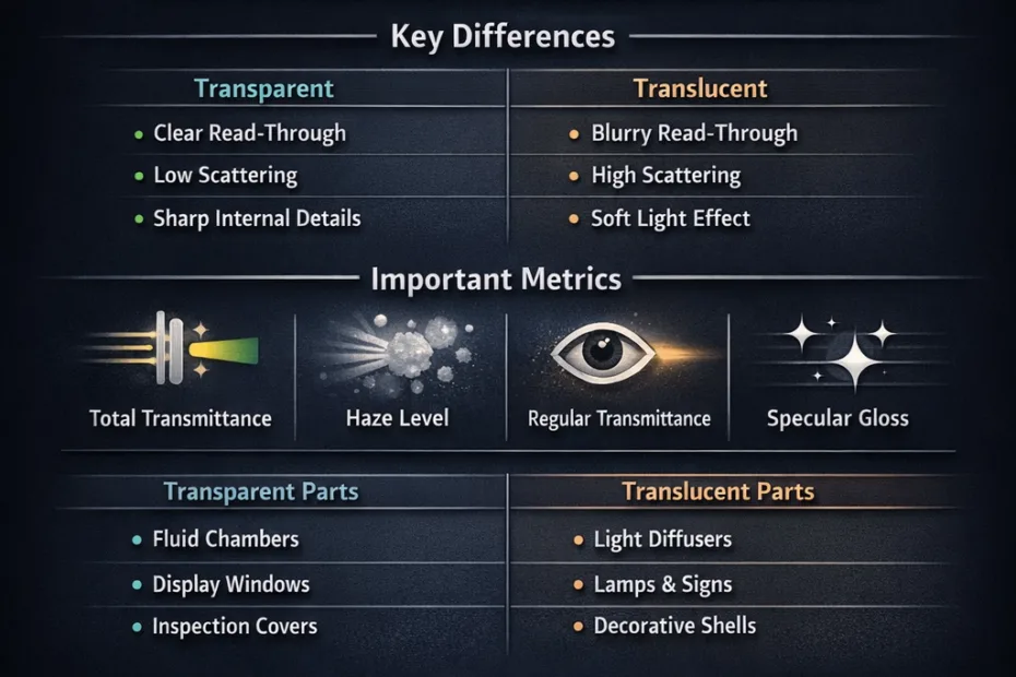 Clear glass and frosted glass side by side showing transparent versus translucent materials.