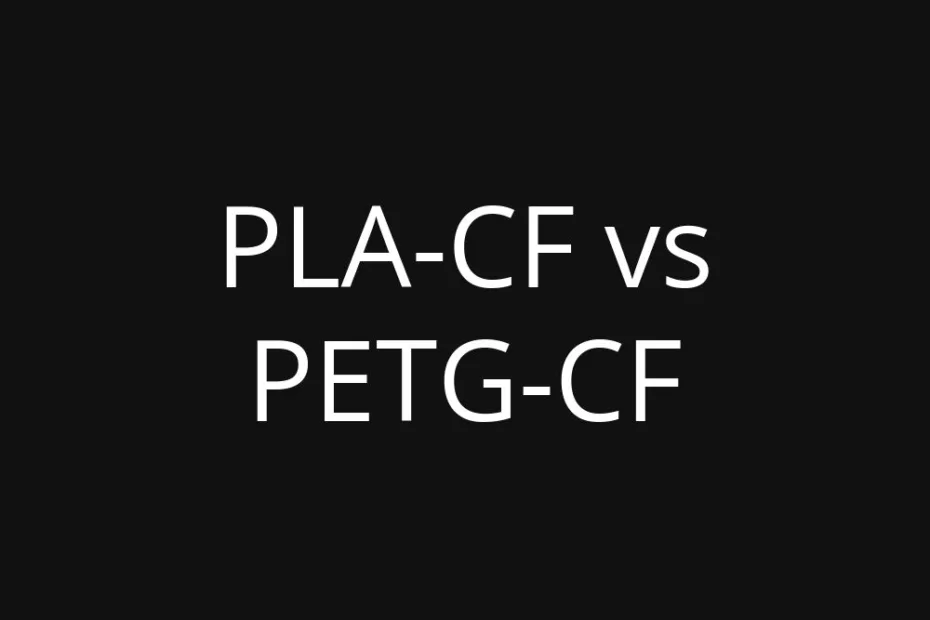 PLA-CF and PETG-CF 3D printed parts with textured surfaces side by side.