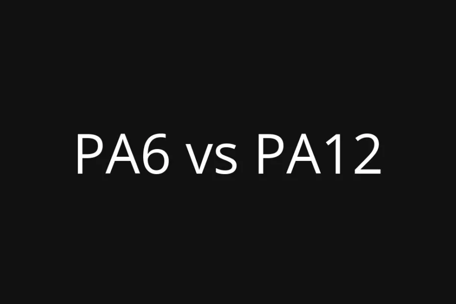 PA6 and PA12 comparison with a close-up of plastic pellets.